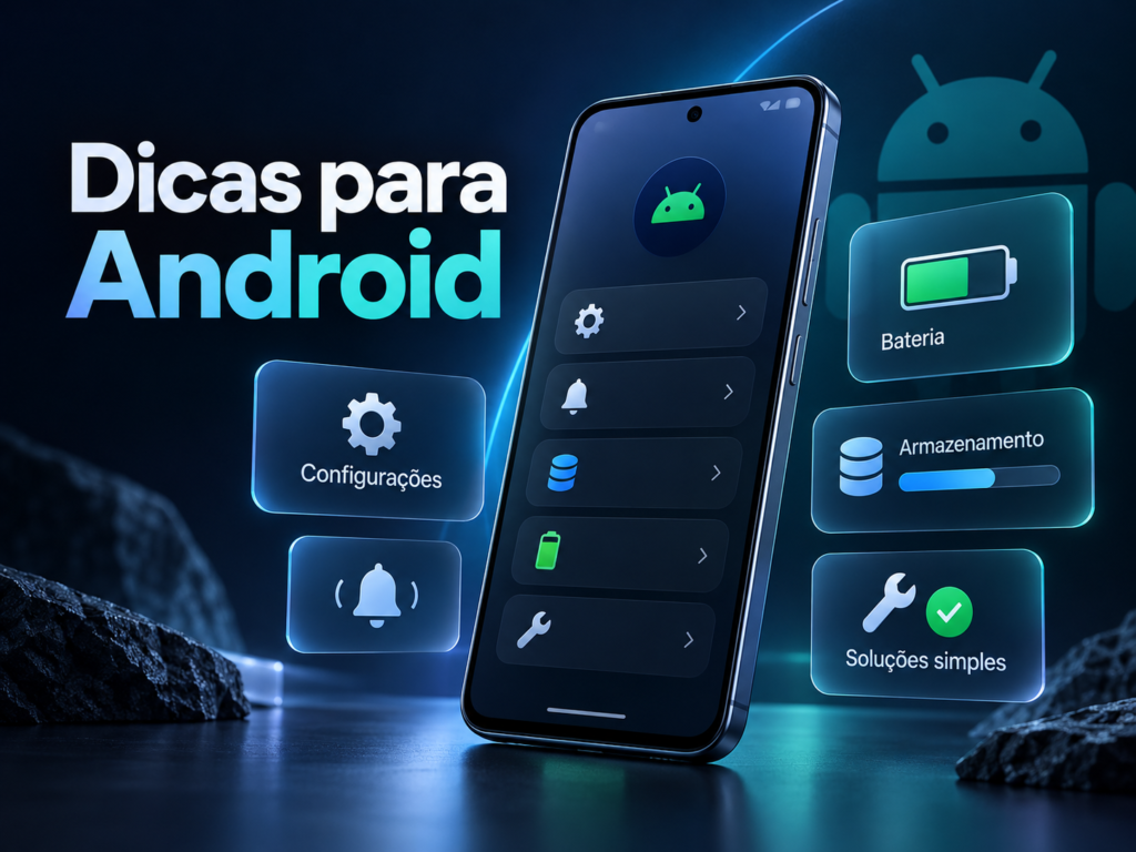 Smartphone Android com a tela de configurações aberta